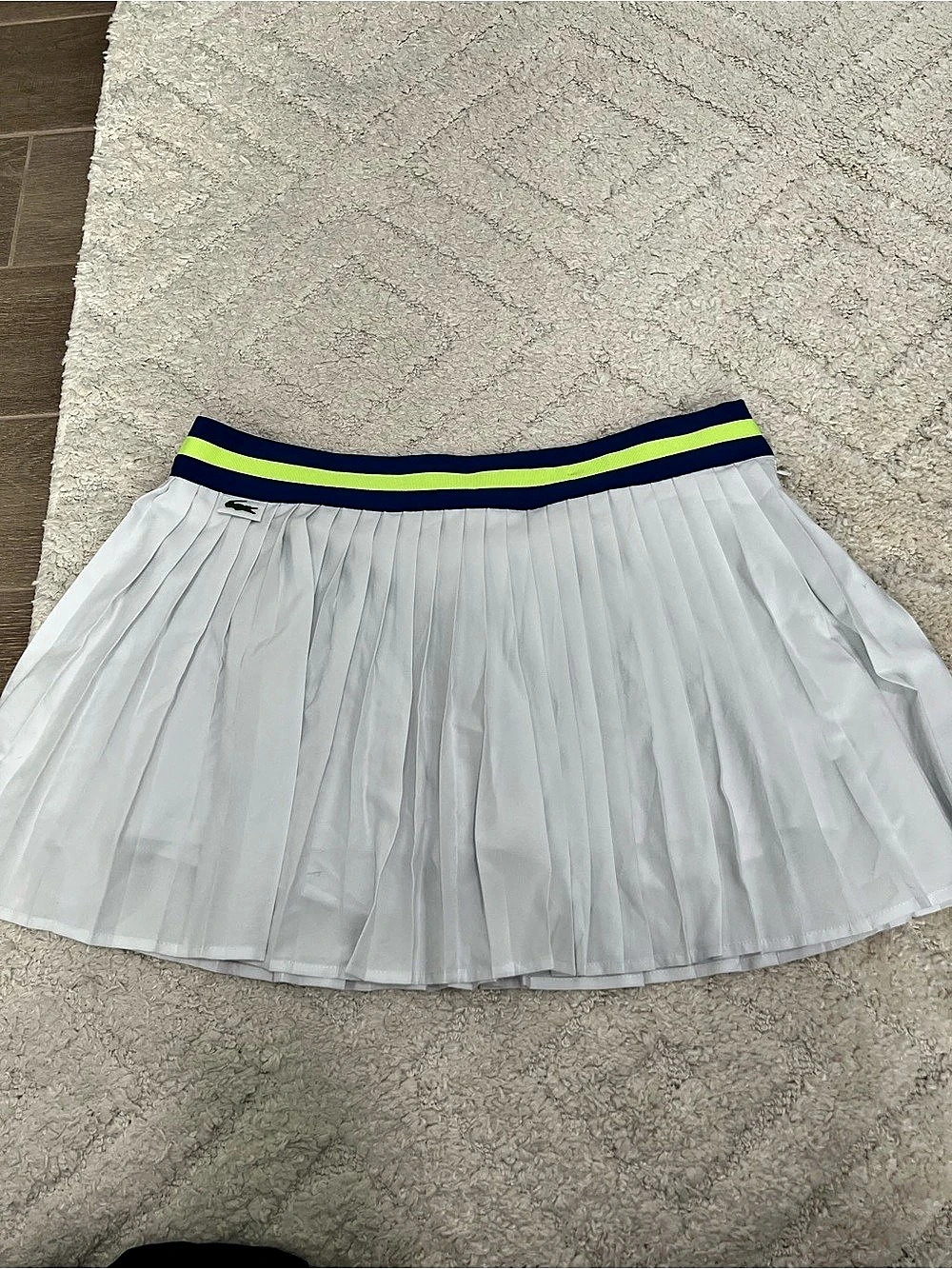 Lacoste Pleated Mini Skirt White & Blue Size 42 XL Like New